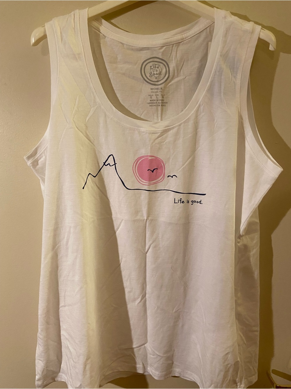 Life Is Good White Women's Classic Fit Tank with Gray Logo